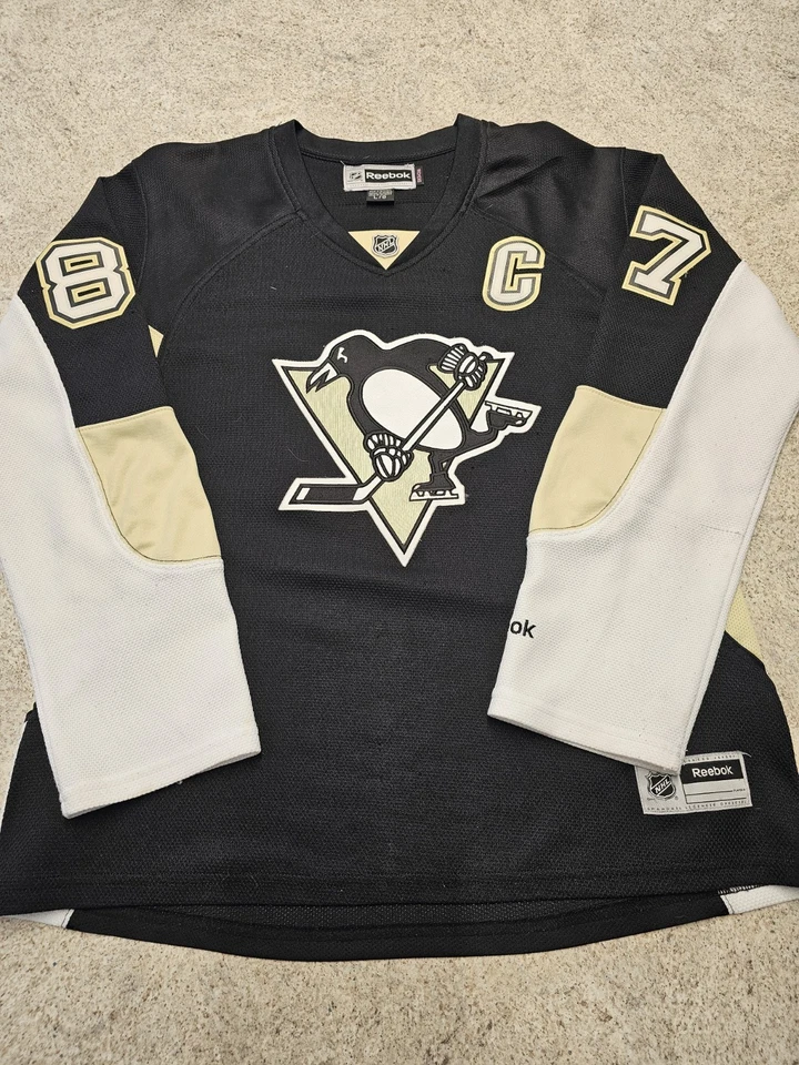 Camiseta deportiva para mujer Sidney Crosby Pittsburgh Penguins NHL #87 Captain's talla L Reebok Foto 2 de 4