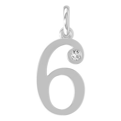 Lab Grown Diamant 14K Weißgold Nummer 6 Halskette 18'' Silber Kabel Kette