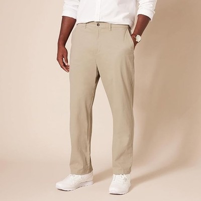Amazon Essentials Men's Classic-Fit Casual Stretch Chino Pant Khaki Brown 33x32