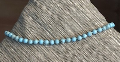 Ralph Lauren Faux Turquoise Stone Choker Necklace  Silver Tone