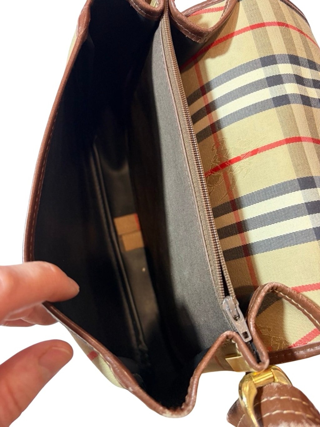 Burberry Nova Check Mini Shoulder Bag Canvas Leather Vintage Y2K image 10