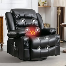 Massage Swivel Rocker Recliner Chair with Heat, Vibration  USB Port