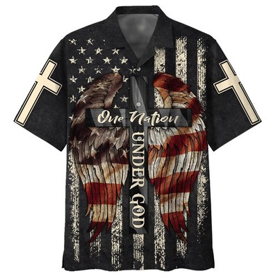 Christ Cross Wings One Nation Under God Hawaiian Shirts - Christian Hawaiian