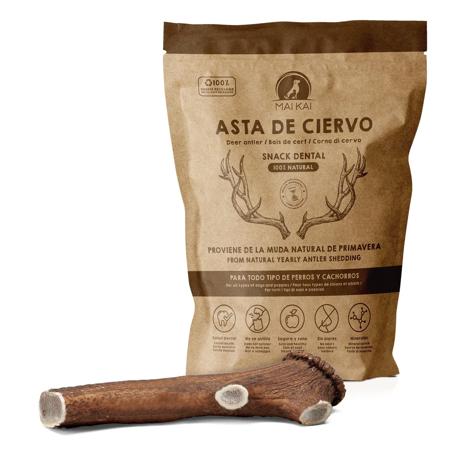 Masticativo Naturale MAIKAI XL Corno di Cervo per Cani 30kg+