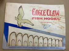VTG Eagle Claw Fishing Store Display Fish Hooks Wright McGill 1940s USA Complete