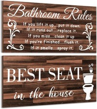 Jetec 2 Pieces Funny Bathroom Pictures Wall Sign Decor as picture shows