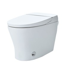 Smart Toilet Heated Seat Tankless Dual Flush 1/1.28 GPF Foot Sensor Night Light