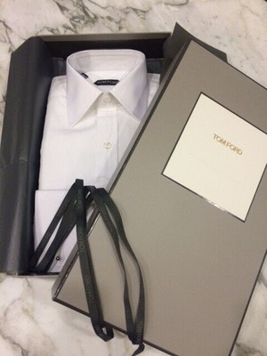 New TOM FORD Slim Fit White Dress Shirt w/French Cuff size 43 IT  17 US NIB