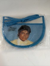 Vintage 1984 Michael Jackson Thriller Rayon Coin Purse Blue Trim NOS New Old