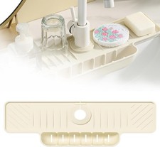 Silicone Faucet Mat with Sponge Holder, Sink Splash Guard, Faucet Draining Mat f