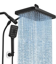 SR Sunrise Rain Shower Head with Handheld Spray Combo Set, Adjustable 12" Black
