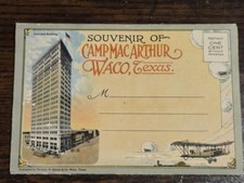 Paquete de recuerdo de postal vintage Camp MacArthur, Waco, TX Camp de la Primera Guerra Mundial, sin publicar