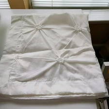SET OF 2 WHITE PILLOW SHAMS W/TUFTING DETAIL-30X30-EURO-BRAND NEW