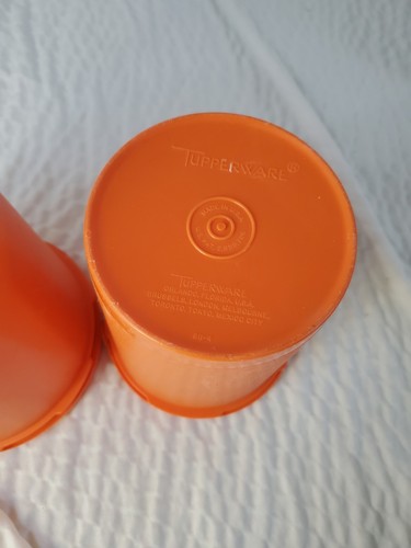 Lot 2 Tupperware Storage Canister Container 811-13 809-13 Harvest Orange Vintage - Picture 3 of 6
