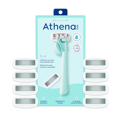 Athena Club 5-Blade Cartridge Razor Kit Mint Handle w/ 2 Cartridges Women