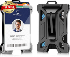 ID Badge Holder with Retractable Clip Credit Card Holder Keychain Wallet Name Ba