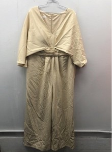 MISSACC Women's Jumpsuit Beige Wide Leg V-Neck Flutter Sleeve NWT
