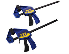 2 x Irwin Quick-Grip T54122EL7 One-Handed Mini Bar Clamp 300mm / 12" Twin Pack