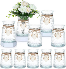 10 Pcs Vintage Glass Bud Vases with Twine  Heart Label for Home Decor
