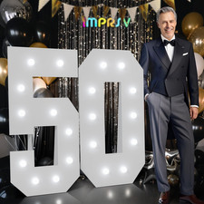 Imprsv Marquee Numbers 50Th-Birthday Decorations Large 4Ft Light Up Numbers 50