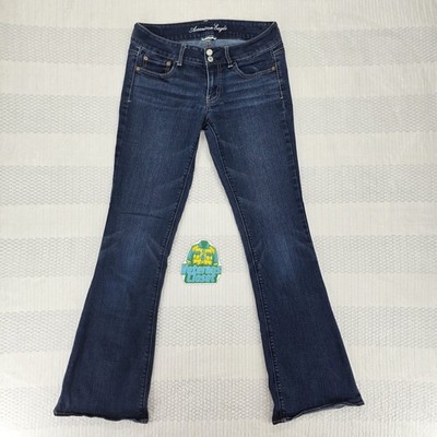 American Eagle Artist Jeans Womens 8L Low Rise Flare Stretch Double Button 31x32