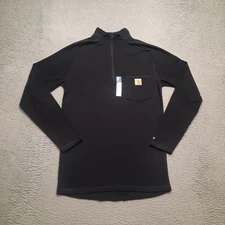 Carhartt Force 1/4 Zip Pullover Shirt Men Small Black Relaxed Fit Pocket 104255