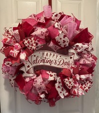 Banner Happy Valentine s Day XL Wreath Love Valentines Day Decor Red and Hearts
