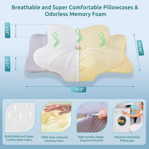 Cervical Pillow for Neck and Shoulder,Contour Memory Foam Pillow,Ergonomic Ne... - Afbeelding 7 van 9