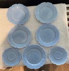 7 Pieces Vintage Jeannette Blue Delphite Cherry Blossom Depression Glass Plates