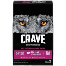CRAVE Grain Free High Protein Adult Dry Dog Food with Lamb, 22 lb. Bag