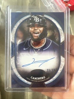 JUNIOR CAMINERO 2025 TOPPS TIER ONE SHOTS BLUE FOIL RAYS AUTO /99 