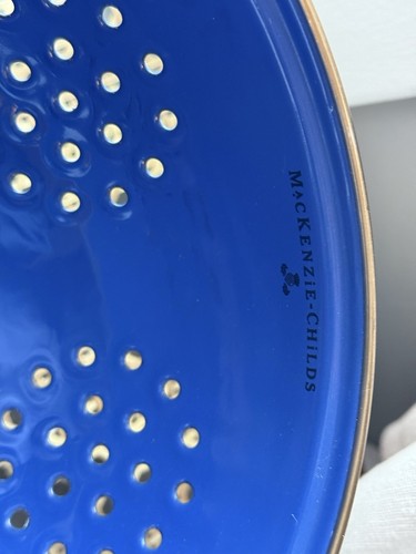 Mackenzie-Childs Flower Market Blue Lapis Large Enamel Colander W/Handles 9 1/2” - Picture 4 of 5