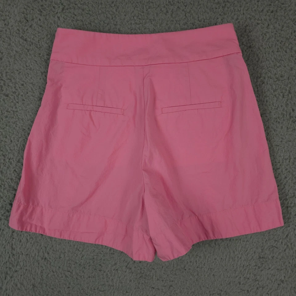 J Crew Shorts Womens 00 Pink Cotton Poplin Tie Waist Pleated High Rise 3" Preppy - Image 2 of 4