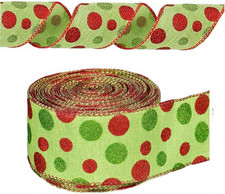 Christmas Wired Ribbon Christmas Wrapping Ribbon Swirl Fabric Xmas Decorative fo
