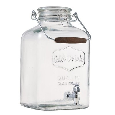 Glass 2 Gallon Beverage Dispenser with Glass Clamp Lid