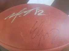 eli manning mario manningham signed football autographed ball giants Jsa Coa 