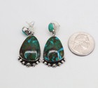 Navajo Earrings Sterling Turquoise Geneva Apachito Drop Dangle Pierced 1- 7/8" L — photo 5