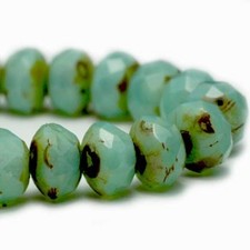 0995, Tea Green with a Picasso Finish, 3x5mm Rondelle, 15 Beads, ron3-18 