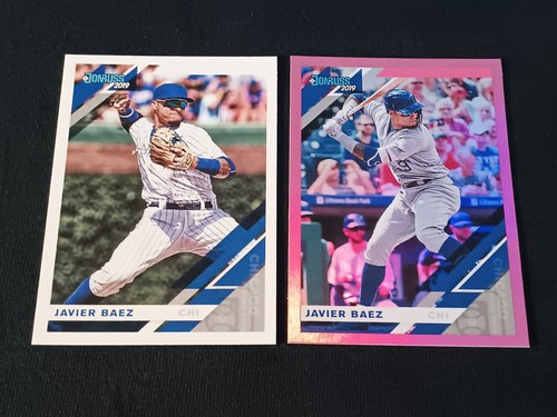 2019 DONRUSS JAVIER BAEZ PINK HOLO FOIL #165 & THROWING VARIATION #165. CHICAGO - Picture 2 of 5