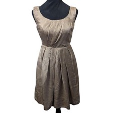 BANANA REPUBLIC Petite 2P 100% Silk Pleated Cocktail Dress Gold Champagne