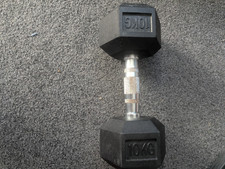 10 kg Hex Dumbbell Rubber Coated Fixed Weight - Rubber/Metal Weight Lifting