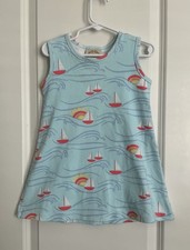 BEAUFORT BONNET COMPANY-5-Girl Sailboat Tank Dress-Lt. Blue/Orange-Pima Cotton