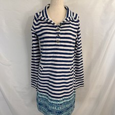 Lilly Pulitzer UPF 50 Captain Dress SMALL Bright Navy Positano Stripe Engineer