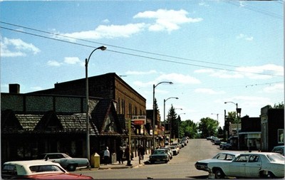 Moose Lake Minnesota Postcard Downtown Main Street Cars Unposted G R Brown