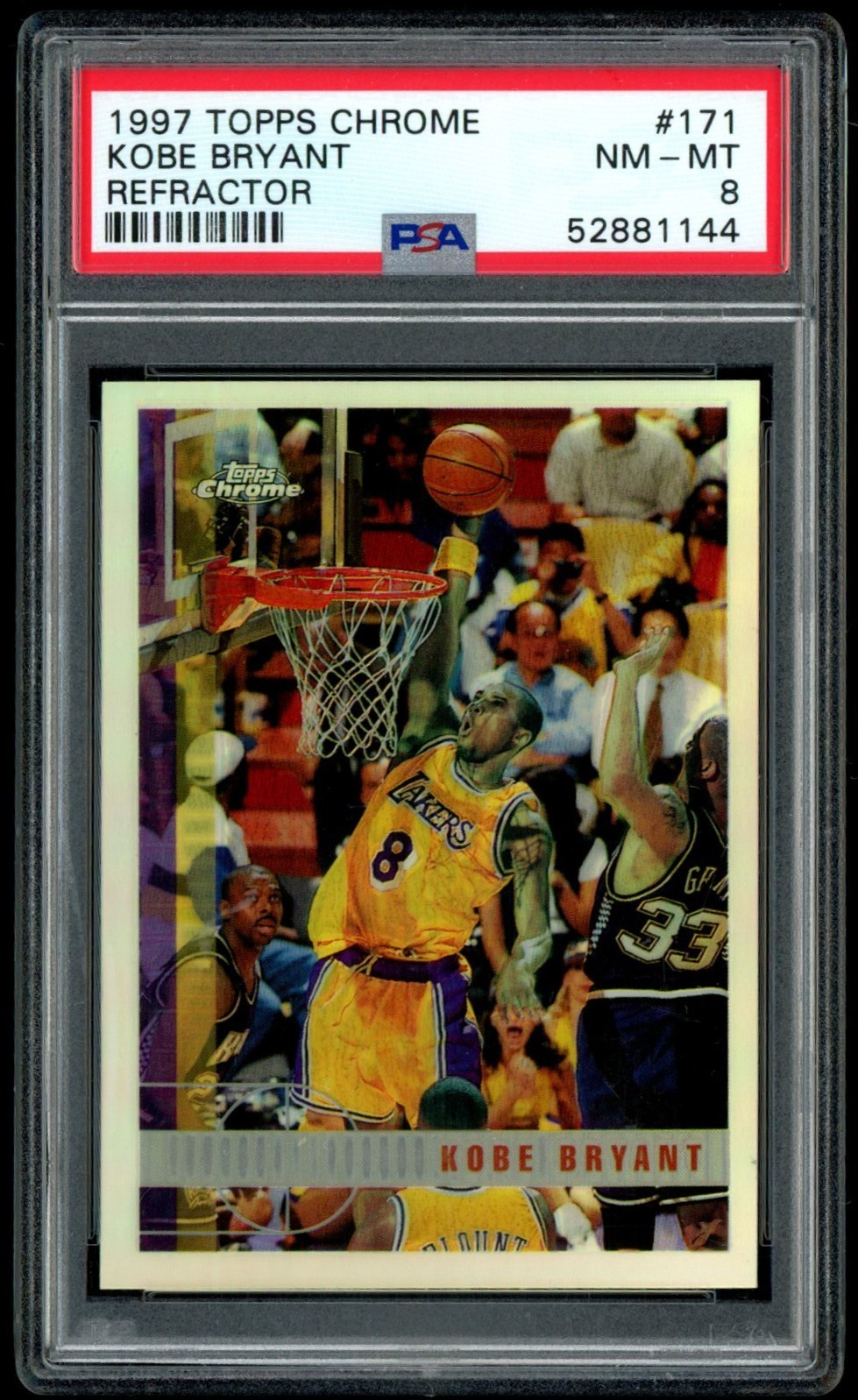 1997 Topps Chrome #171 Kobe Bryant Refractor PSA 8 Lakers