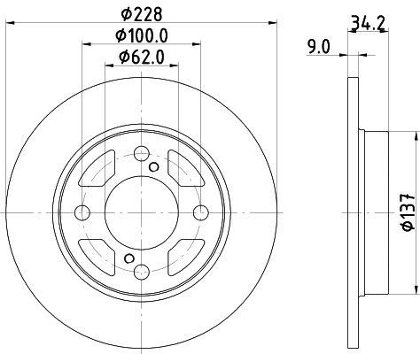 HELLA 8DD 355 132-041 BRAKE DISC Rear (PAIR)