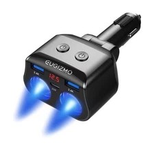 Dual Car Charger Adapter, 200W Double Cigarette Lighter Adapter Outlet Dual C...