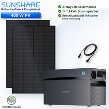 Balkonkraftwerk 400W mit Speicher 1,5kWh Sunshare Set ohne Halterung PV Set