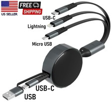 3-in-1 Retractable Multi Charging Cable USB C/L/M for iPhone  Samsung