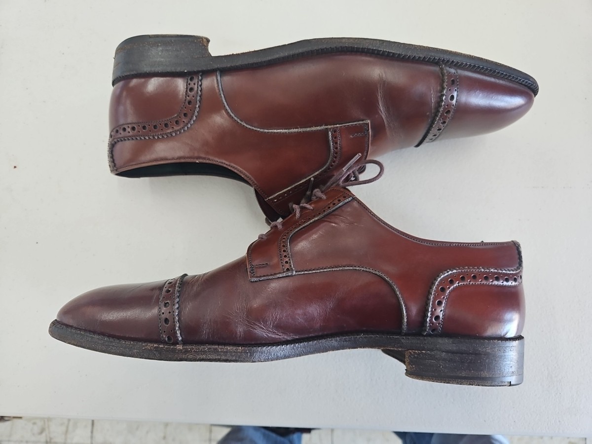 GUCCI mens cap toe Oxford dress shoes sz 10 gooseneck brown 